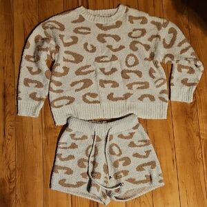 Leopard Print Fleece Lounge Set